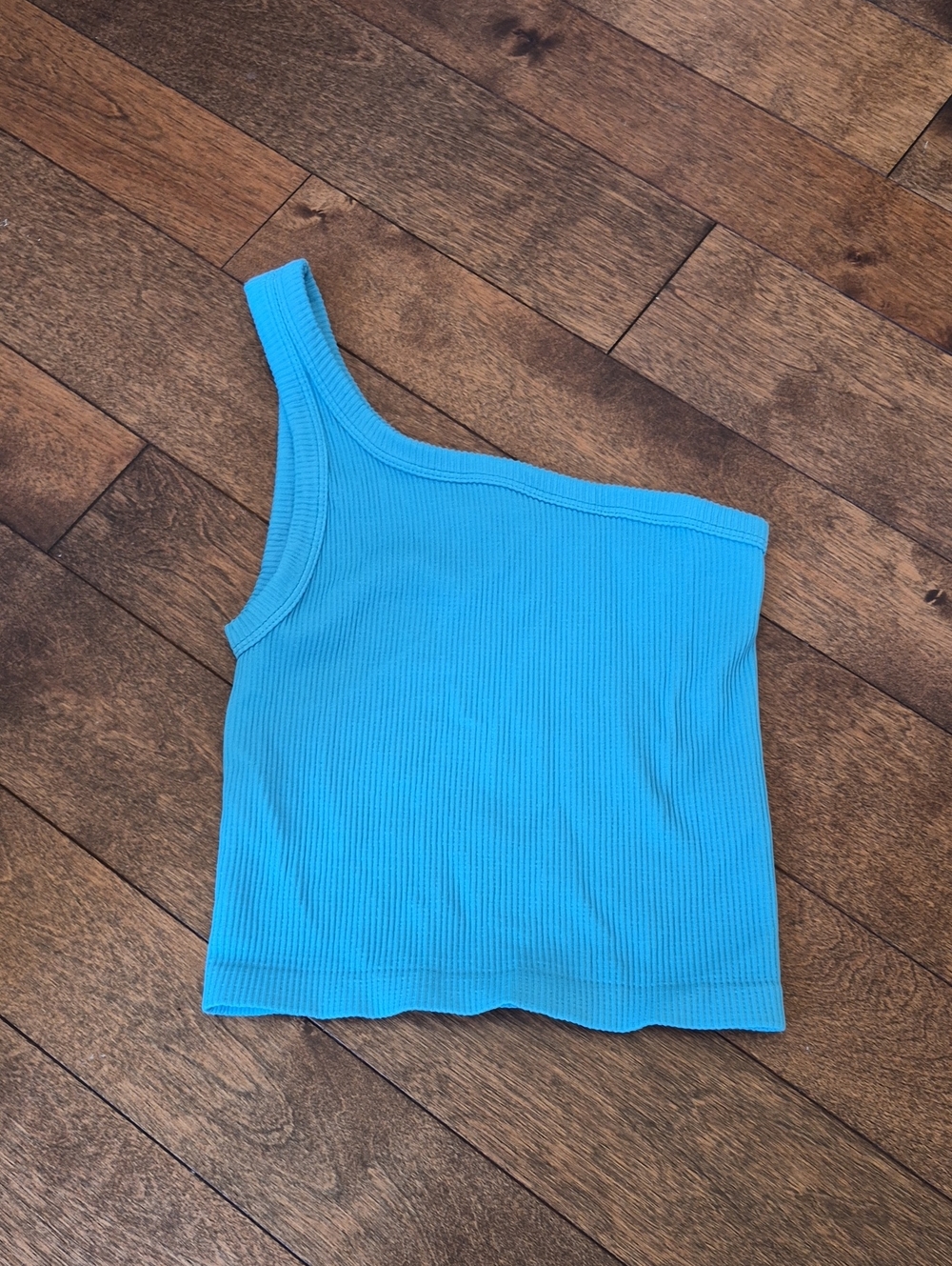 Nikibiki Bright Blue One-Shoulder Ribbed Tank